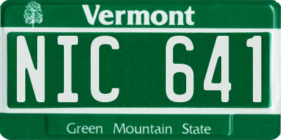 VT license plate NIC641