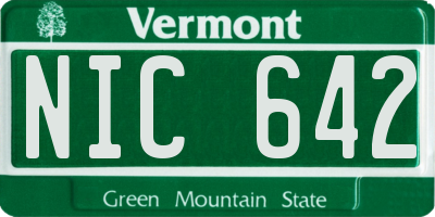 VT license plate NIC642
