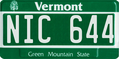 VT license plate NIC644