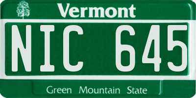 VT license plate NIC645