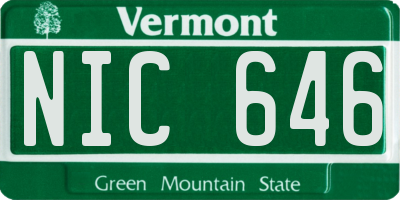 VT license plate NIC646
