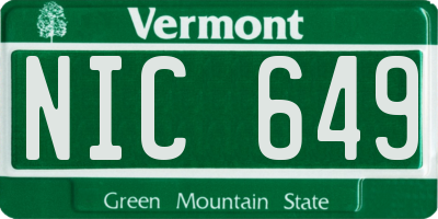 VT license plate NIC649