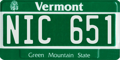 VT license plate NIC651