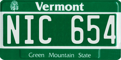 VT license plate NIC654