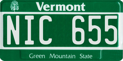 VT license plate NIC655