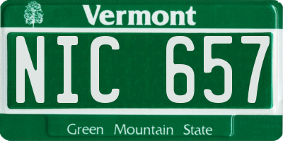 VT license plate NIC657
