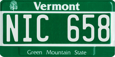 VT license plate NIC658
