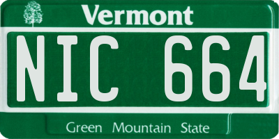 VT license plate NIC664