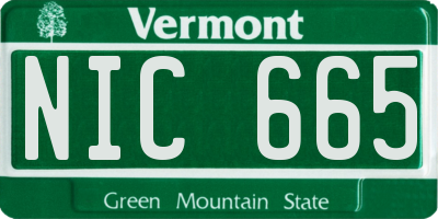 VT license plate NIC665