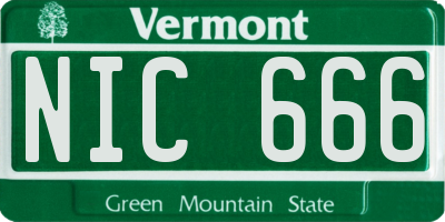 VT license plate NIC666