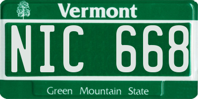 VT license plate NIC668