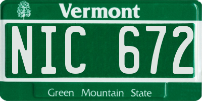 VT license plate NIC672