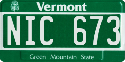 VT license plate NIC673