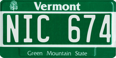 VT license plate NIC674