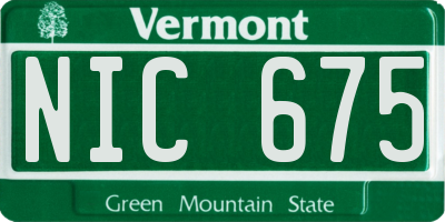 VT license plate NIC675