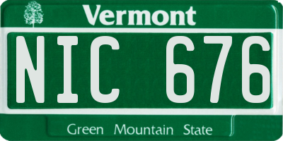 VT license plate NIC676