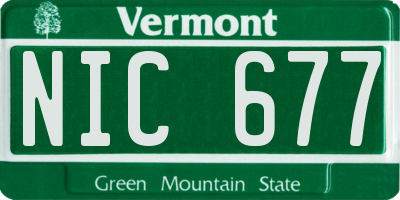 VT license plate NIC677
