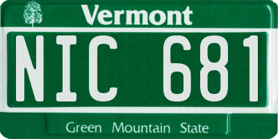 VT license plate NIC681