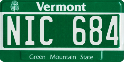 VT license plate NIC684
