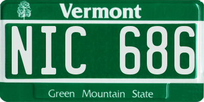 VT license plate NIC686