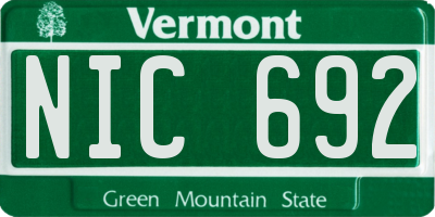 VT license plate NIC692