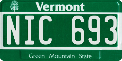 VT license plate NIC693