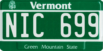 VT license plate NIC699