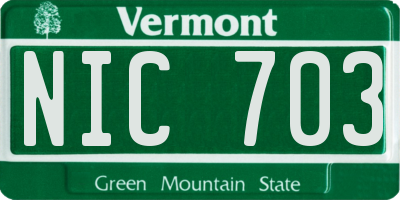 VT license plate NIC703