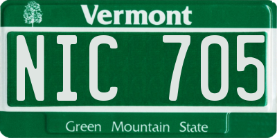 VT license plate NIC705