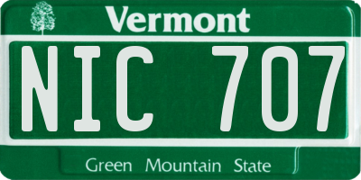 VT license plate NIC707