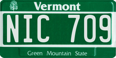 VT license plate NIC709