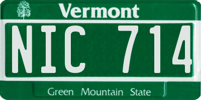 VT license plate NIC714