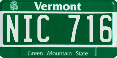 VT license plate NIC716