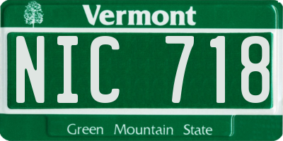 VT license plate NIC718