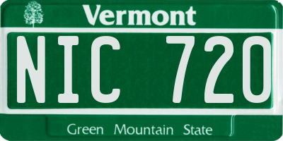 VT license plate NIC720