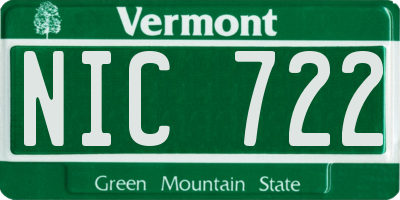 VT license plate NIC722