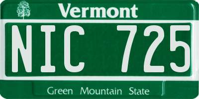 VT license plate NIC725