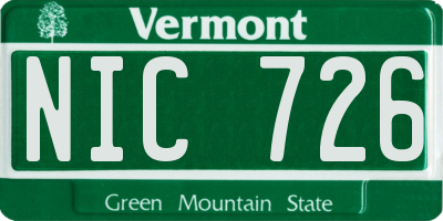 VT license plate NIC726