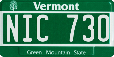 VT license plate NIC730