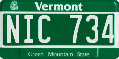 VT license plate NIC734