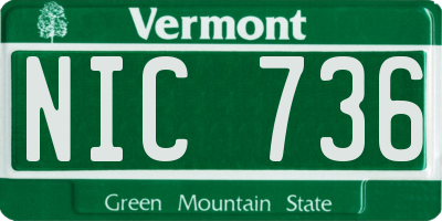 VT license plate NIC736