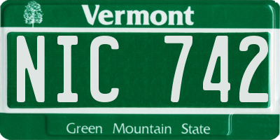 VT license plate NIC742