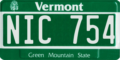 VT license plate NIC754