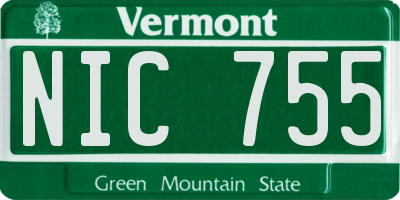 VT license plate NIC755
