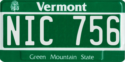 VT license plate NIC756