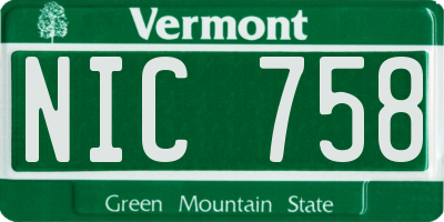 VT license plate NIC758