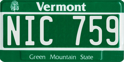 VT license plate NIC759