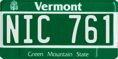 VT license plate NIC761
