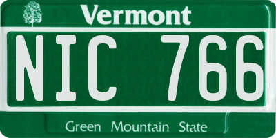 VT license plate NIC766