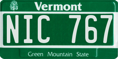 VT license plate NIC767